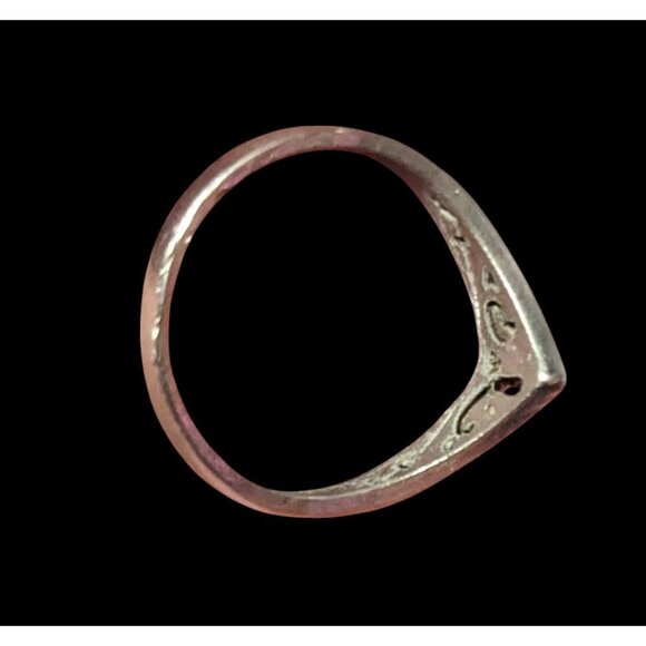 Elven Art Nouveau Scroll Silver Tone Chevron Ring Size 7 - Picture 3 of 14